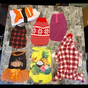 Lot of 7 Super cute dog outfits! See description